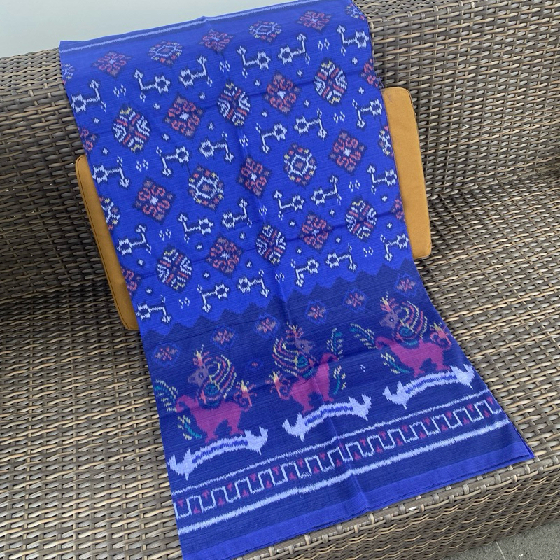 KAIN TENUN ENDEK KHAS BALI MOTIF SINGA BIRU GRINSING