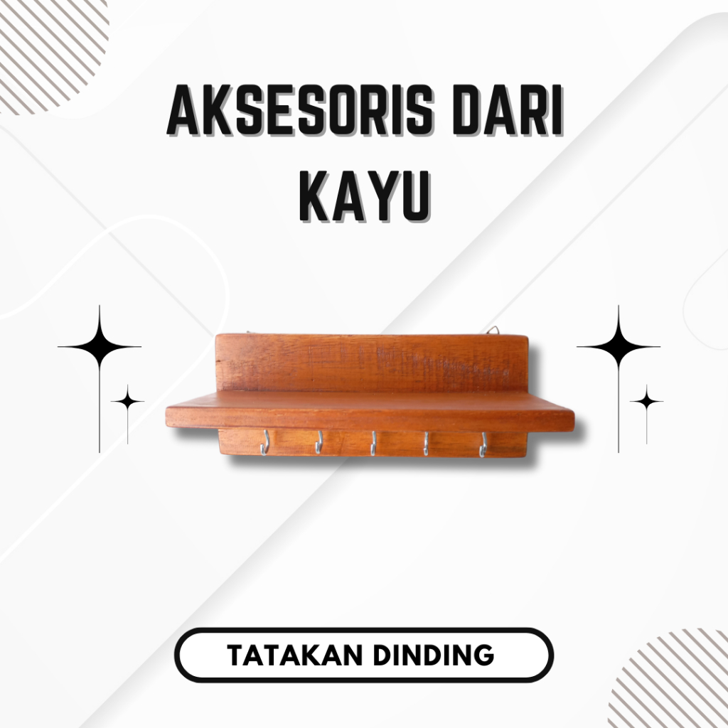 Gantungan kunci dari kayu aesthetic Tatakan Dinding Multifungsi Rak Kayu Tempel Minimalis Kapstok Ga