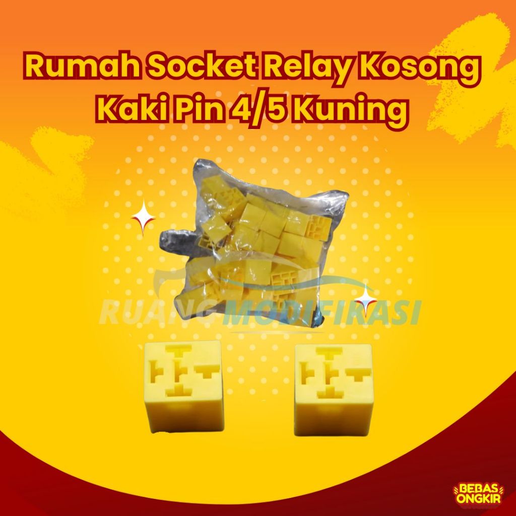 Rumah Socket Relay Kosong Kaki Pin 4/5 Kuning