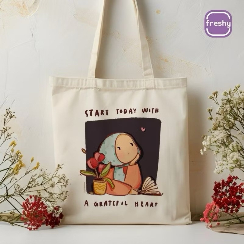 Tote Bag Kanvas Islami Goodie Bag Tas sekolah Anak Simple