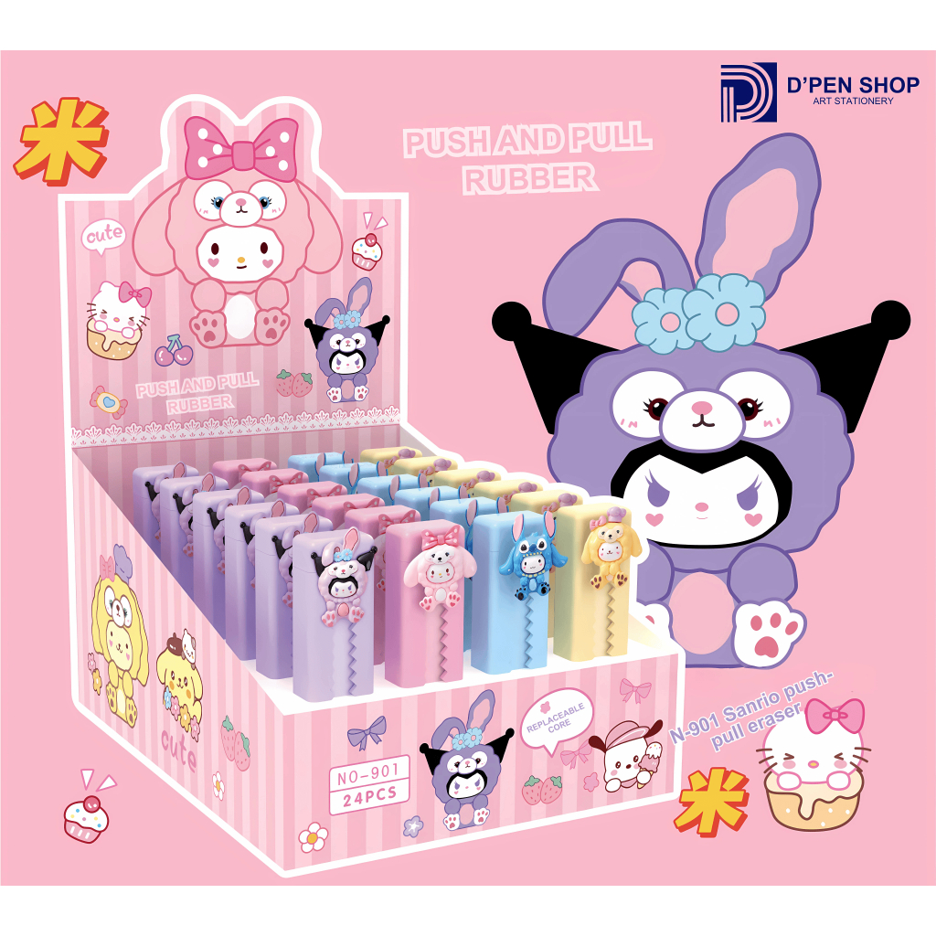 

Eraser Sanrio Hapusan Mekanik Warna Lucu CUTE STYLISH SQUARE ERASER Penghapus Mekanik MOTIF SANRIO Penghapus- Sliding Eraser Sanrio Kuromi Melody Mopnroll Penghapus Unik Push Pull Kawaii Karakter Stationery Gemoy