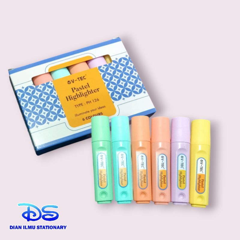 

stabilo highlighter pastel V-Tec 6warna PH 126