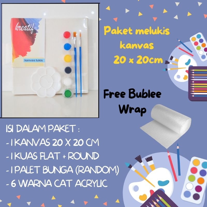 

Paket Lengkap Melukis Set Kanvas Cat Acrylic Kuas Palet Ukuran Kecil