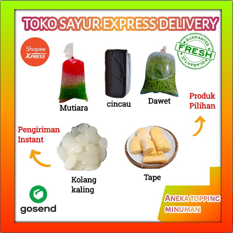 Aneka Topping Cincau Dawet Mutiara Kolang kaling Tape Segar Palembang