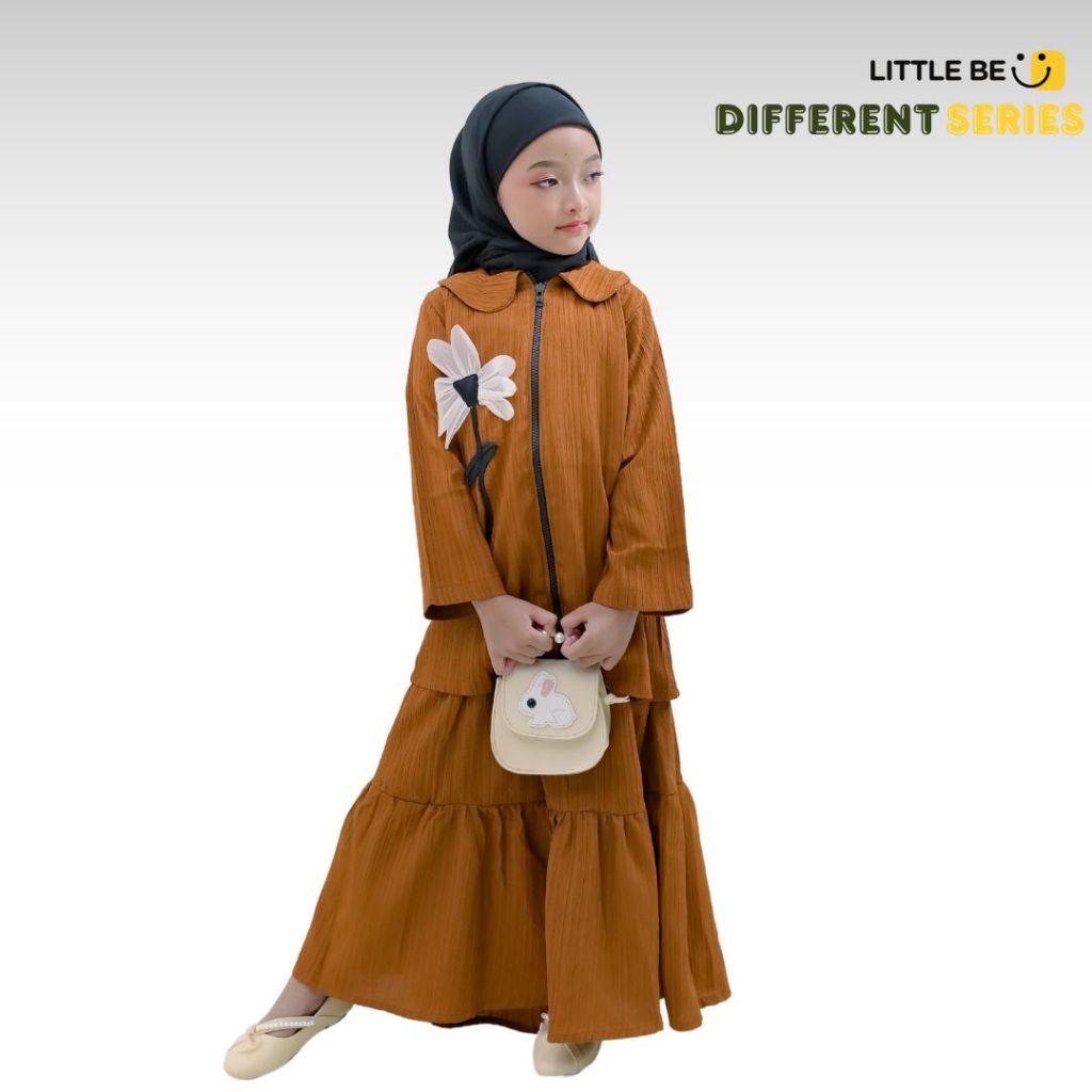 Little Be - Different Series, 2in1 Fashion Gamis Anak 2 Gaya dalam 1 Outfit, Shimmer Crush, Mustard