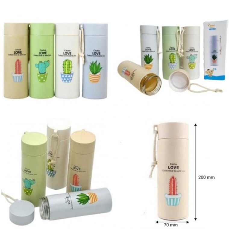 BOTOL KAKTUS TERMOS AIR MINUM TUMBLER MINUMAN KECIL MOTIF KAKTUS BOTOL KACA KAKTUS BOTOL KAKTUS