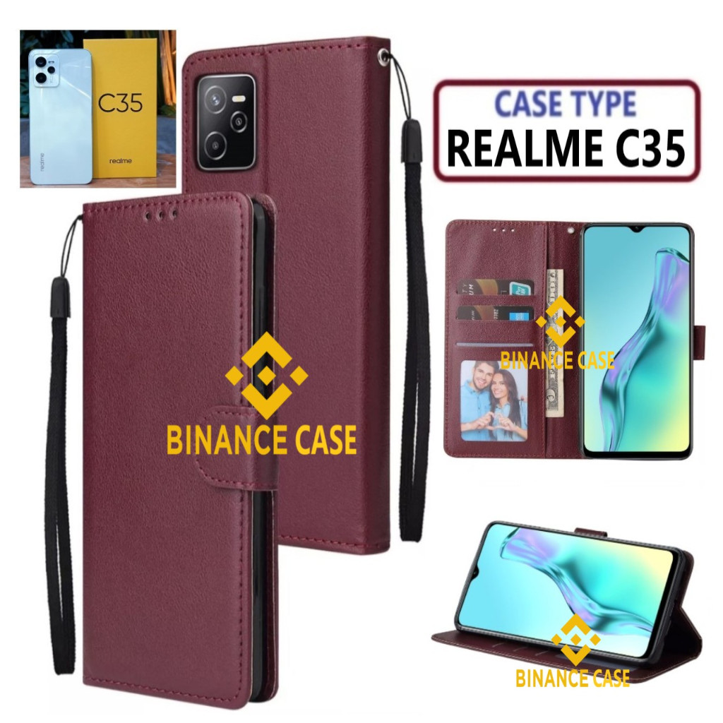 LEATHER FLIP CASE REALME C35 CASE KULIT FLIP WALLET LEATHER KULIT PREMIUM SARUNG BUKA TUTUP KESING H