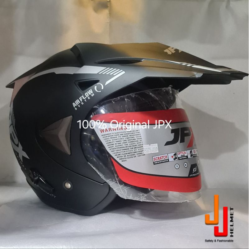 Helm JPX Supermoto Solid / Polos (Warna Biasa) (2 / Double Visor) (Anti Theft) (100% Original JPX)