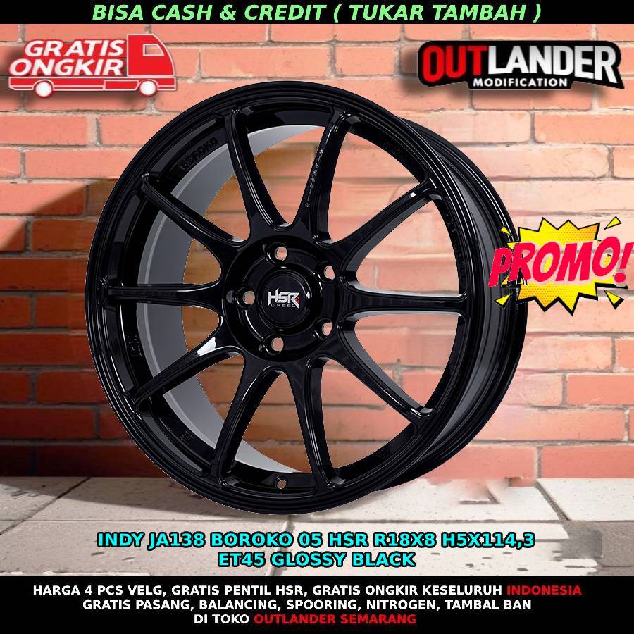 Velg Mobil Ring 18 Accord Xpander Innova Civic Stream HSR Indy R18 Glosy Black Velg Mobil Innova R18