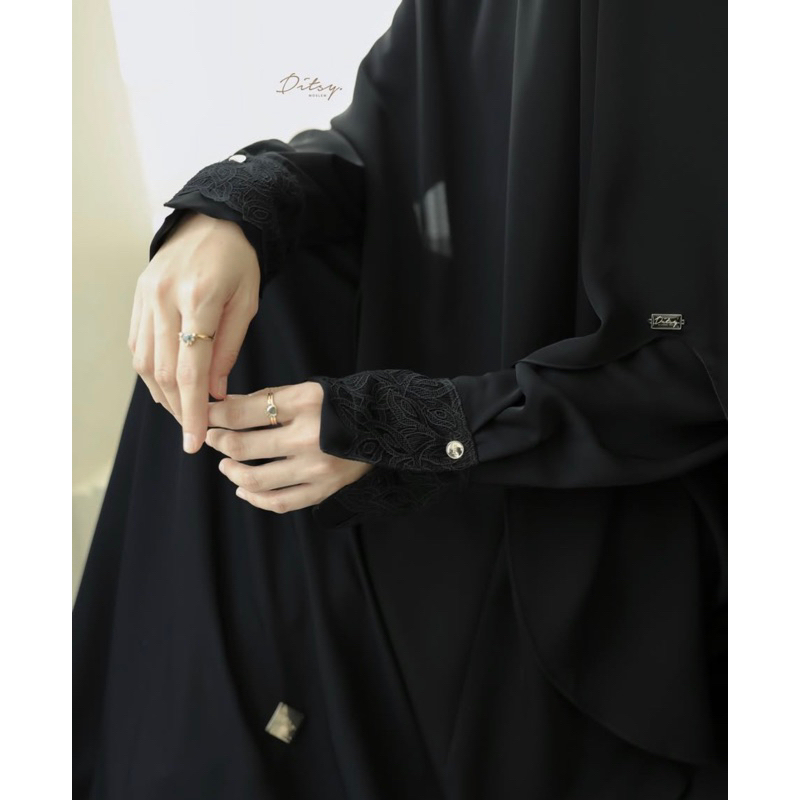 (Reject) Lorry Lace Formal Black Ditsy Moslem, Size S