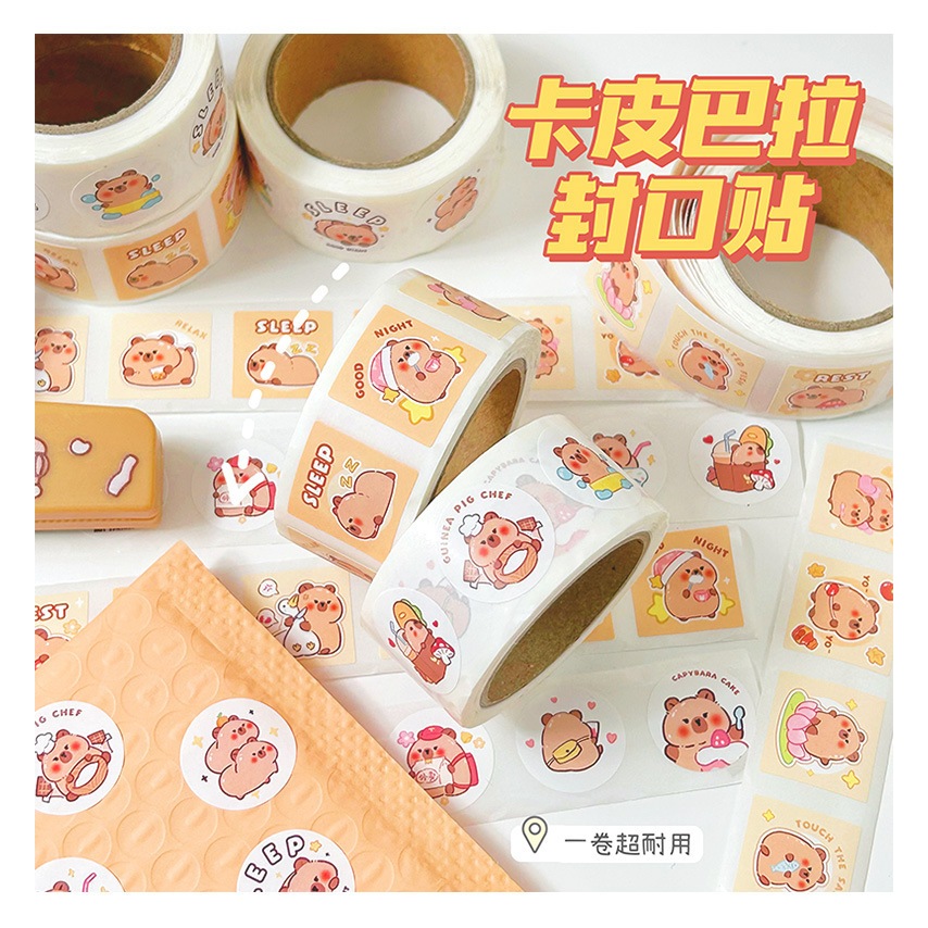 

[AMAZING] Stiker Ucapan Capybara / Stiker Thank You Capybara / Stiker Roll Capybara