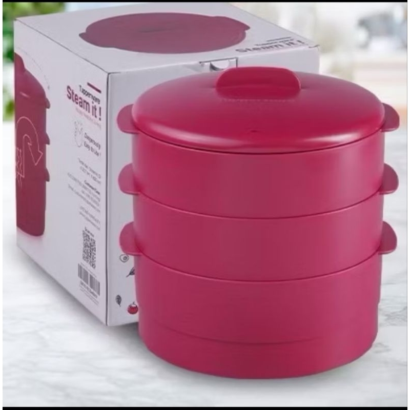 original Tupperware steam it 3 susun warna ungu / pengukus / kukusan