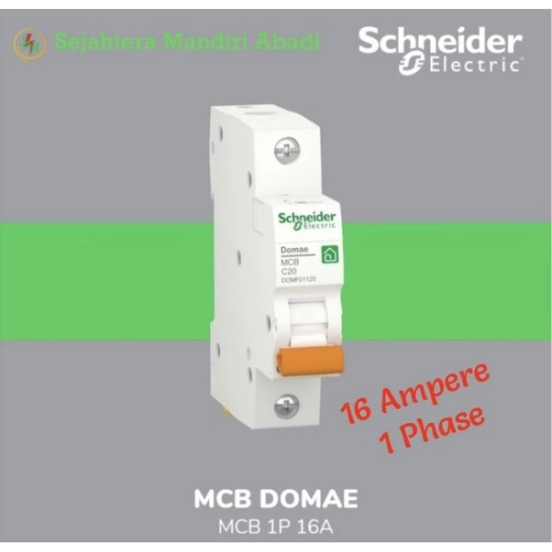 MCB 16 Ampere 1 Phase Domae 6kA Schneider Original Merlin Gerin