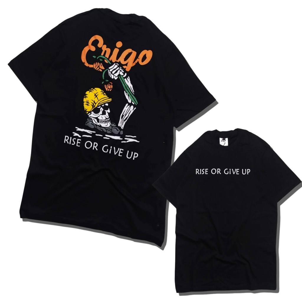 Kaos Erigo T-shirt ERIGO APPAREL RISE OR GIVE UP Hitam Kaos Distro Pria Terbaru Kaos Erigo Bandung K