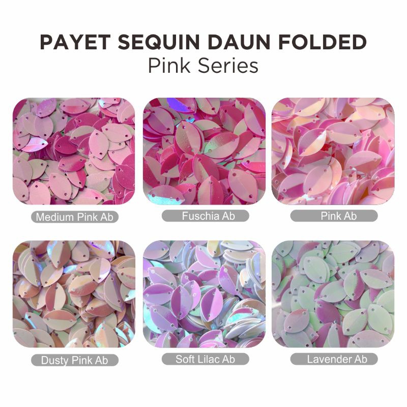 Payet Sequin Daun Folded (9 x 15mm)