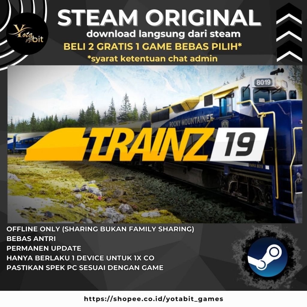Trainz Railroad Simulator 2019 / 2022 PLATINUM DLC MAC & PC Game Sharing Original Offline