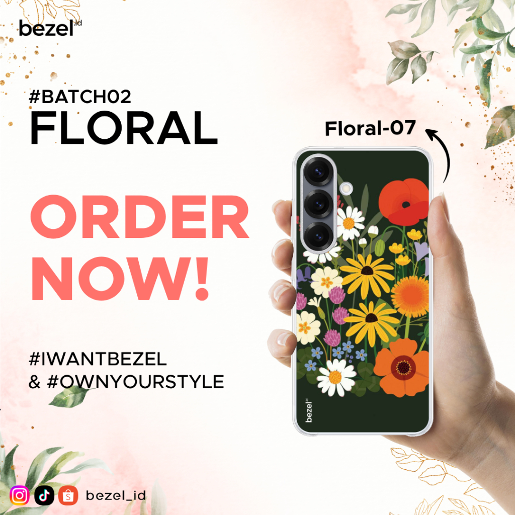Bezel Premium Case Floral #7 Semua Type HP Kekinian For Samsung