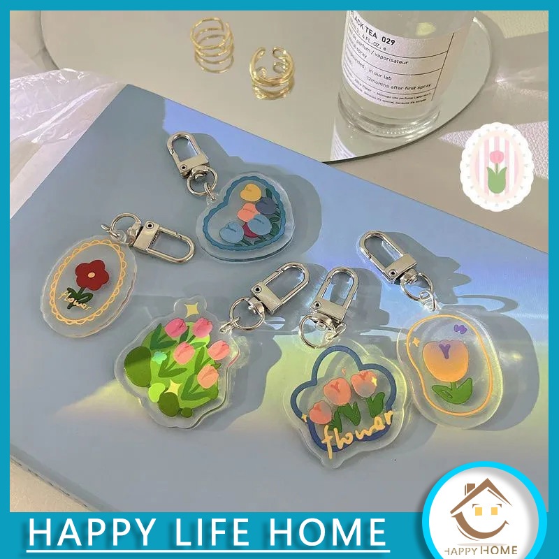 Gantungan Kunci Akrilik Bunga Tulip /Diy Gantungan Kunci/ Gantungan Kunci Bunga /Gantungan Kunci Aes
