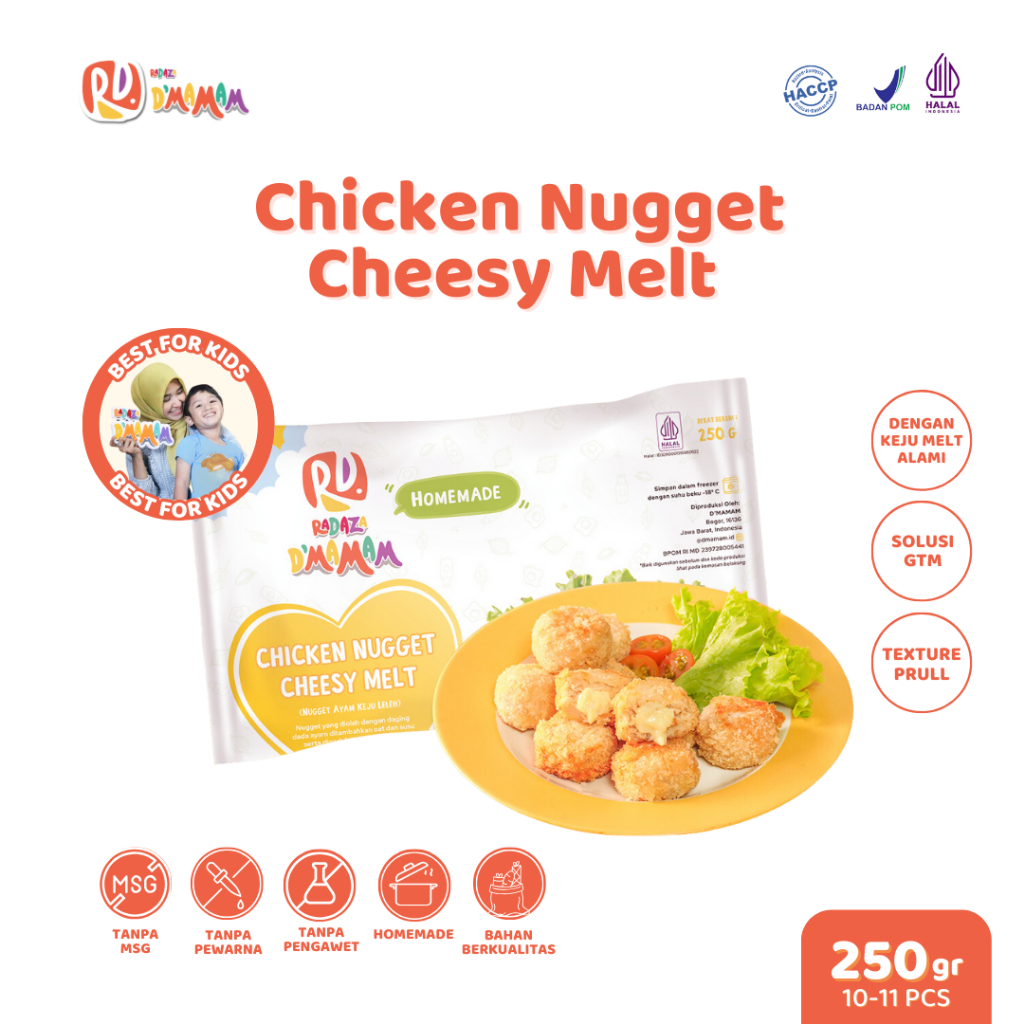 

Radaza D'MAMAM Chicken Nugget Cheesy Melt 250g Ayam Keju Anak MPASI Homemade Non MSG HACCP BPOMHALAL