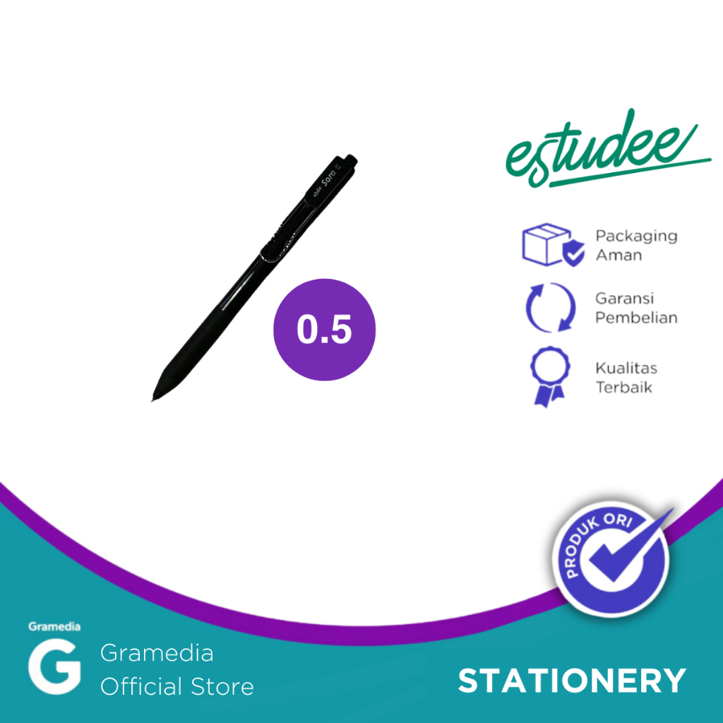 

Estudee Sora Gelpen 0.5 Ink Black - Black Egp-242
