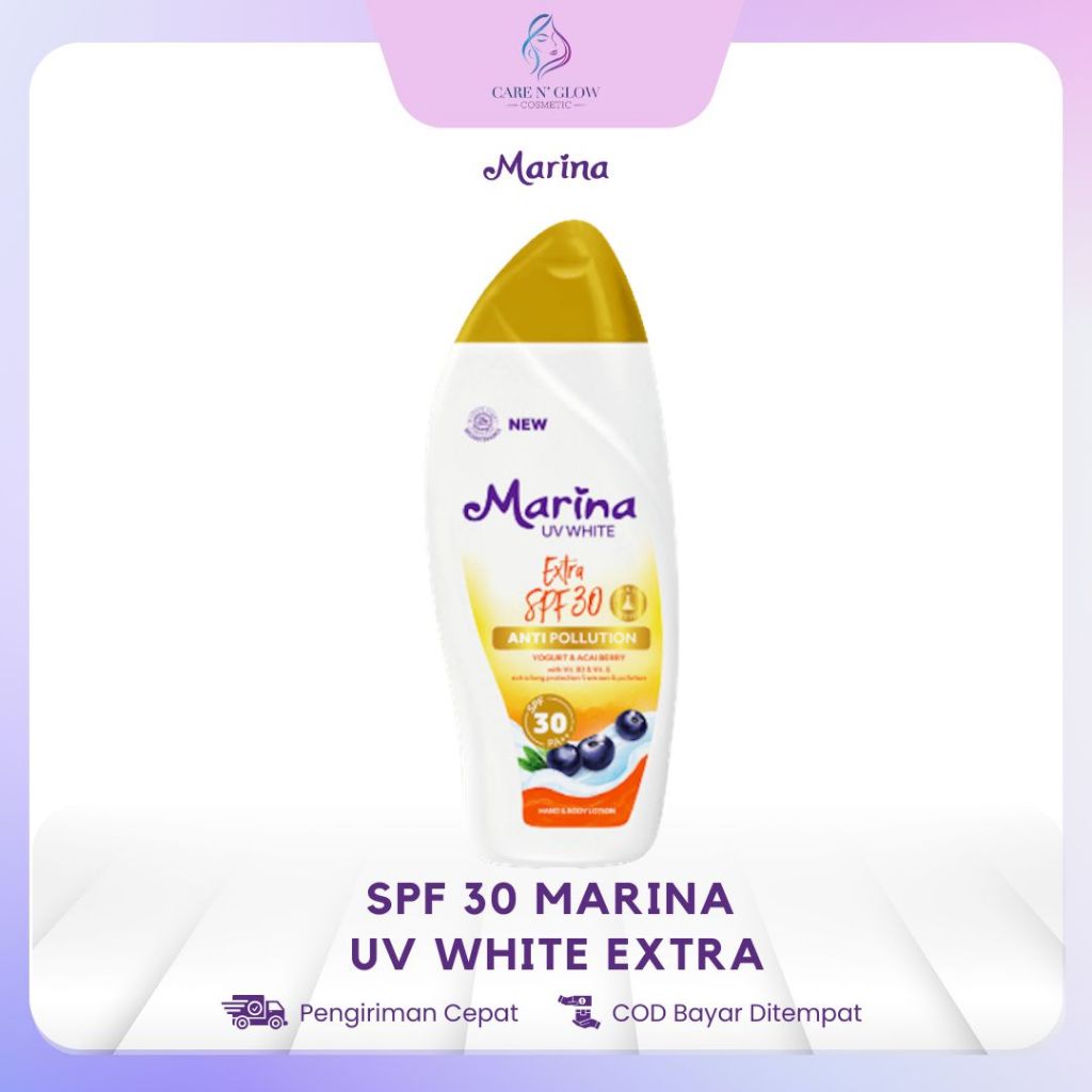 SPF 30 Marina UV White Extra SPF30 Anti Pollution 185 ml Body Lotion Halal