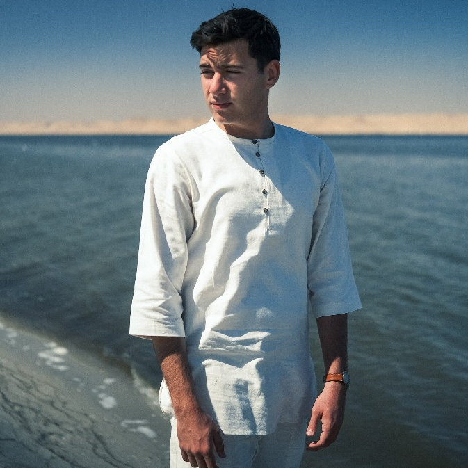 CAMBRA Natural Linen by KAUM ADAM -  Kemeja koko modern bahan premium linen lengan 3/4 kancing seten