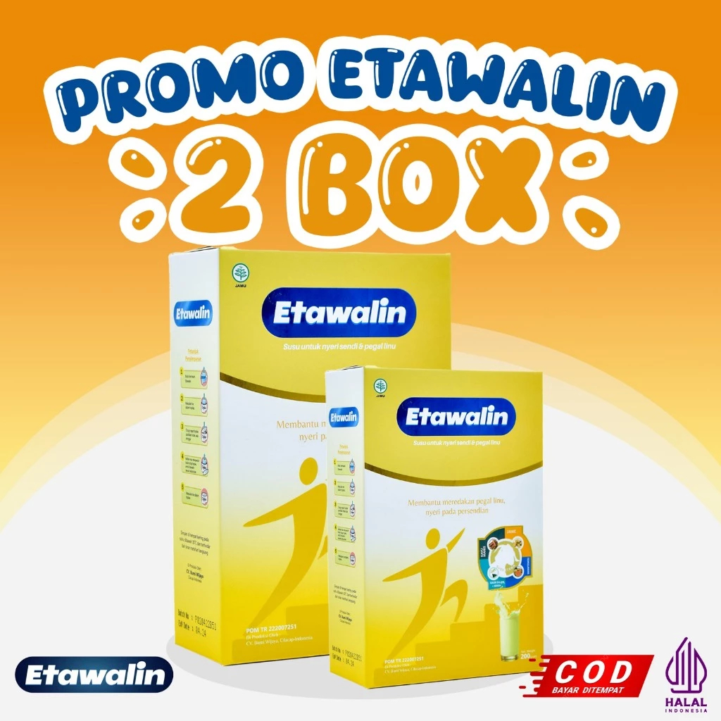 

PAKET 2 BOX ETAWALIN - MERINGANKAN GEJALA ASAM URAT, KOLESTEROL, REMATIK