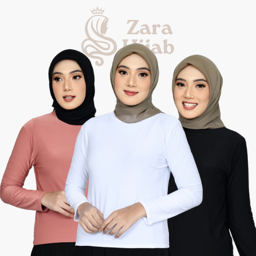 Manset Inner Wanita Polos Baju Dalaman Atasan Olahraga Lengan Panjang Anak Perempuan Putih Premium K