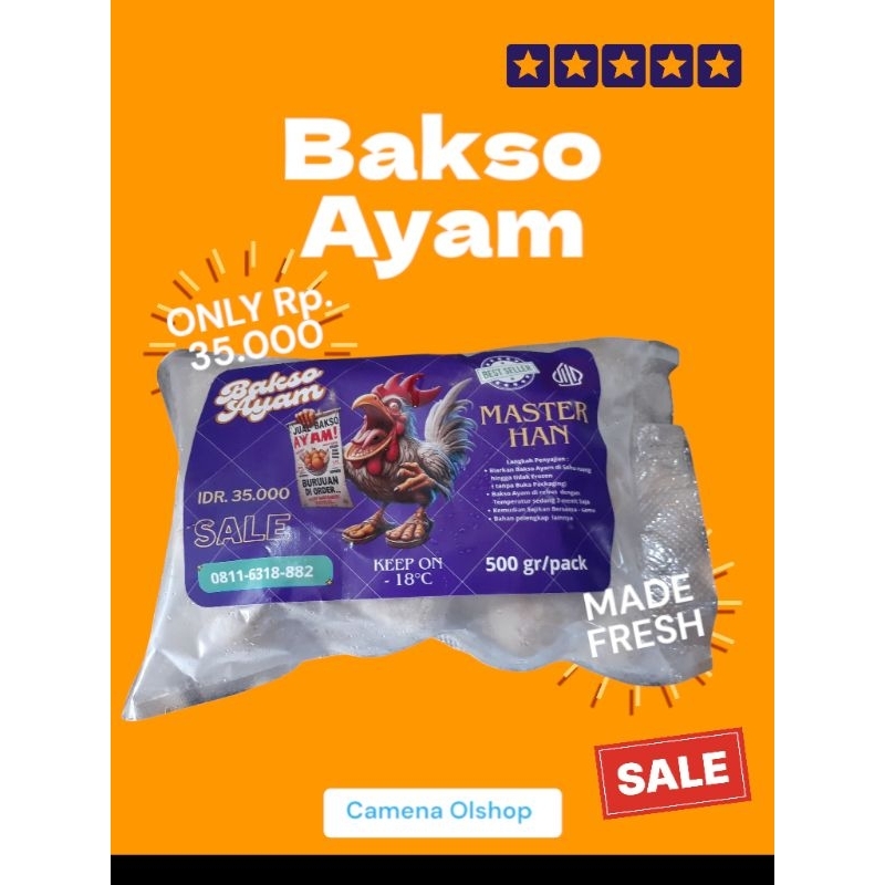 

Bakso Ayam Frozen Food @500 gr/Pack Khusus Kota Medan Saja