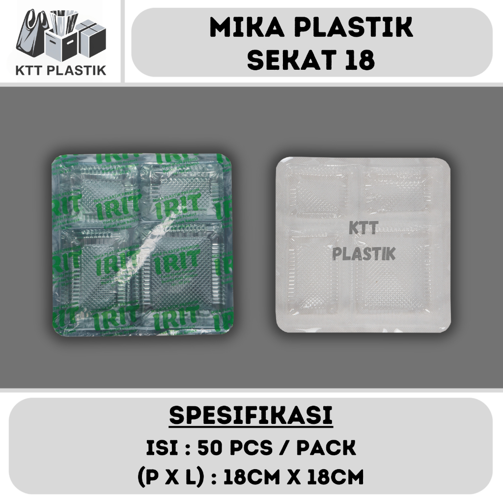 Mika Plastik Sekat 18 IRIT - Isi 50pcs / pack - Mika Wadah Makanan