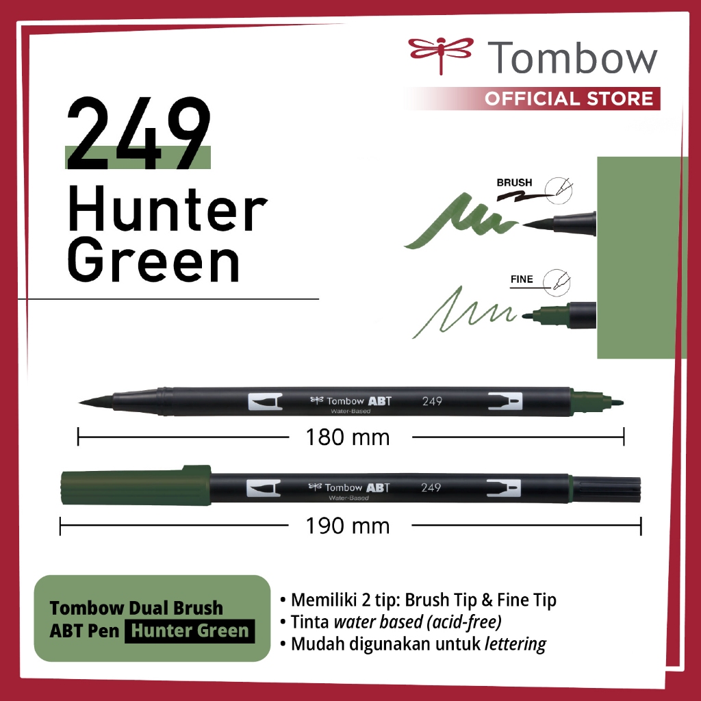 

Tombow Dual Brush ABT Pen Hunter Green