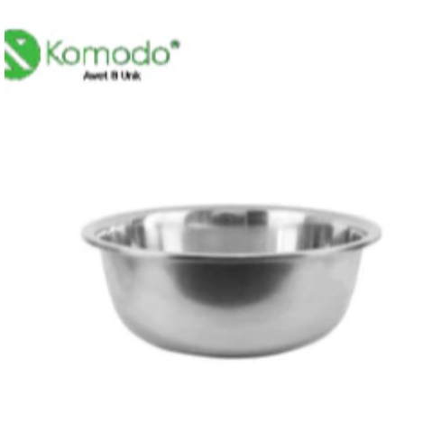 BASKOM STENLIS KOMODO KOREA 34 CM/BASKOM STAINLESS STEL TEBAL/BASLOM SAYUR/WADAH LAUK/BASKOM STENLIS