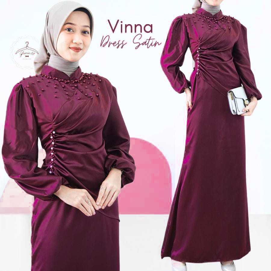 TERMURAH Gamis vina Baju Kondangan viral Dress pesta seragam bridesmaid | Gamis satin model duyung C