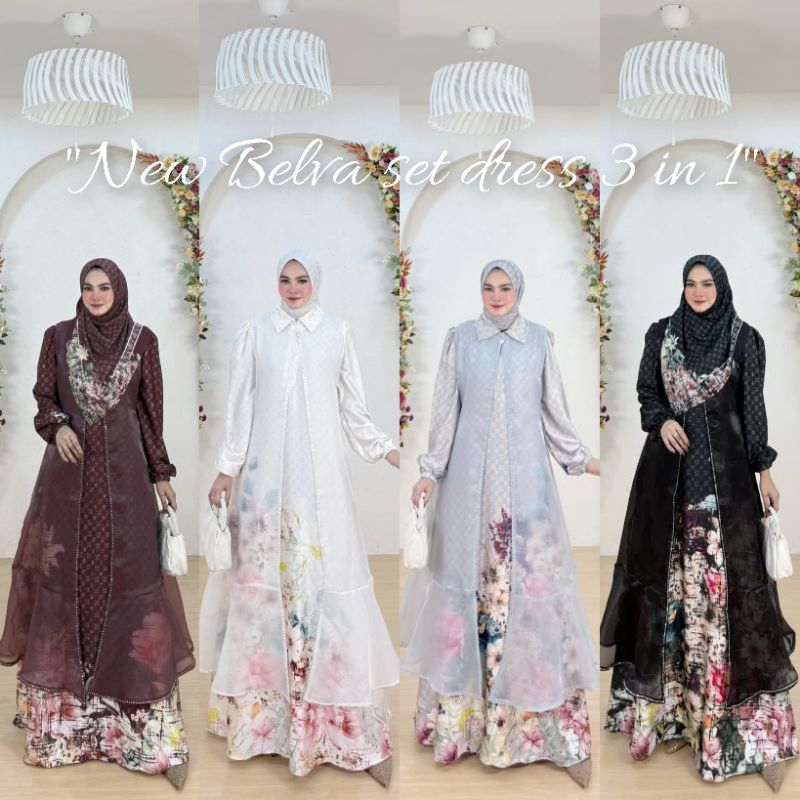 NEW BELVA SET DRESS 3 IN 1(DRESS,OUTER,JILBAB)