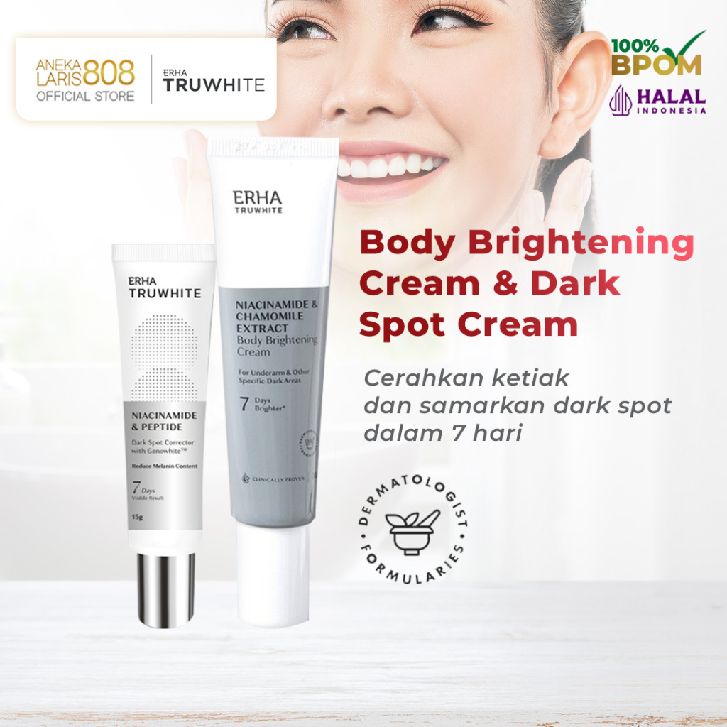 ERHA Krim Pencerah Ketiak dan Flek Hitam Wajah Truwhite Body Brightening Cream & Dark Spot Cream