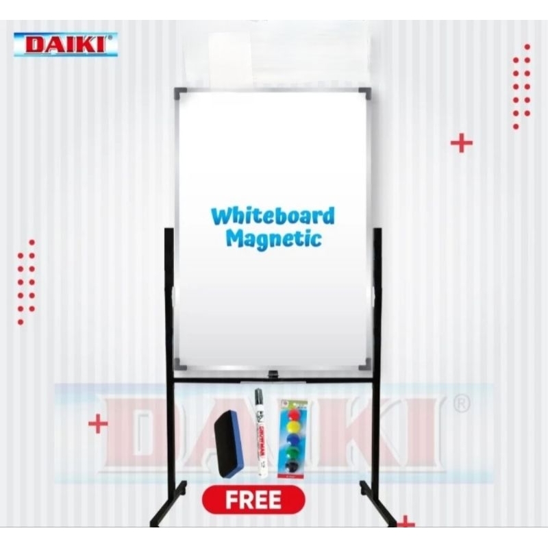 

DAIKI Papan Tulis White Board Single Face Standing Magnetik uk 70 x 50 cm / 90 x 60 cm.