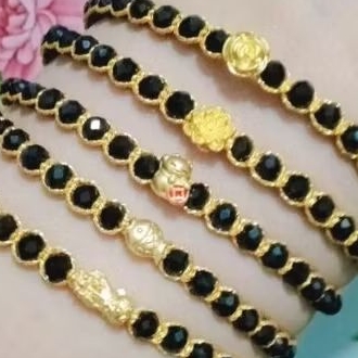 Gelang samapura hitam charm 24k/999