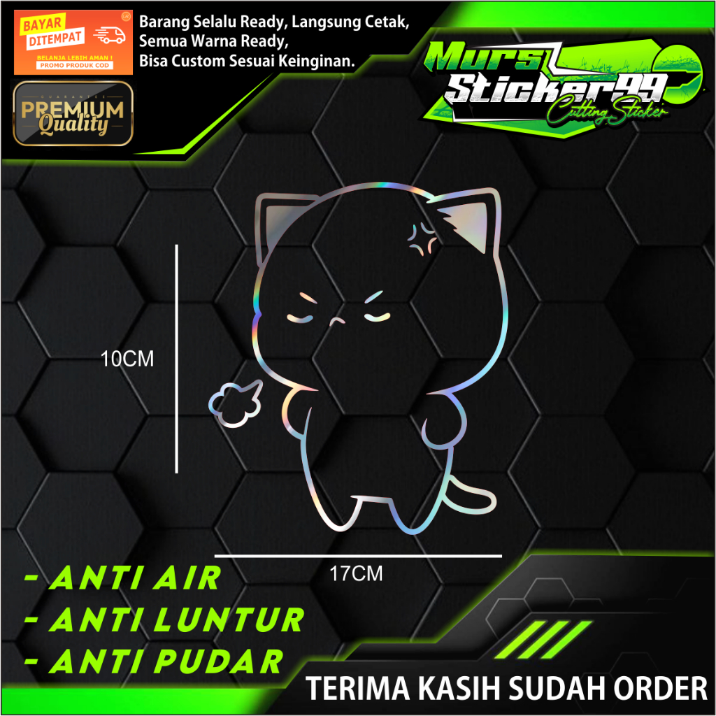 Sticker EMOTE KUCING KESAL Cocok Untuk Motor , Mobil Dan Lain Lain