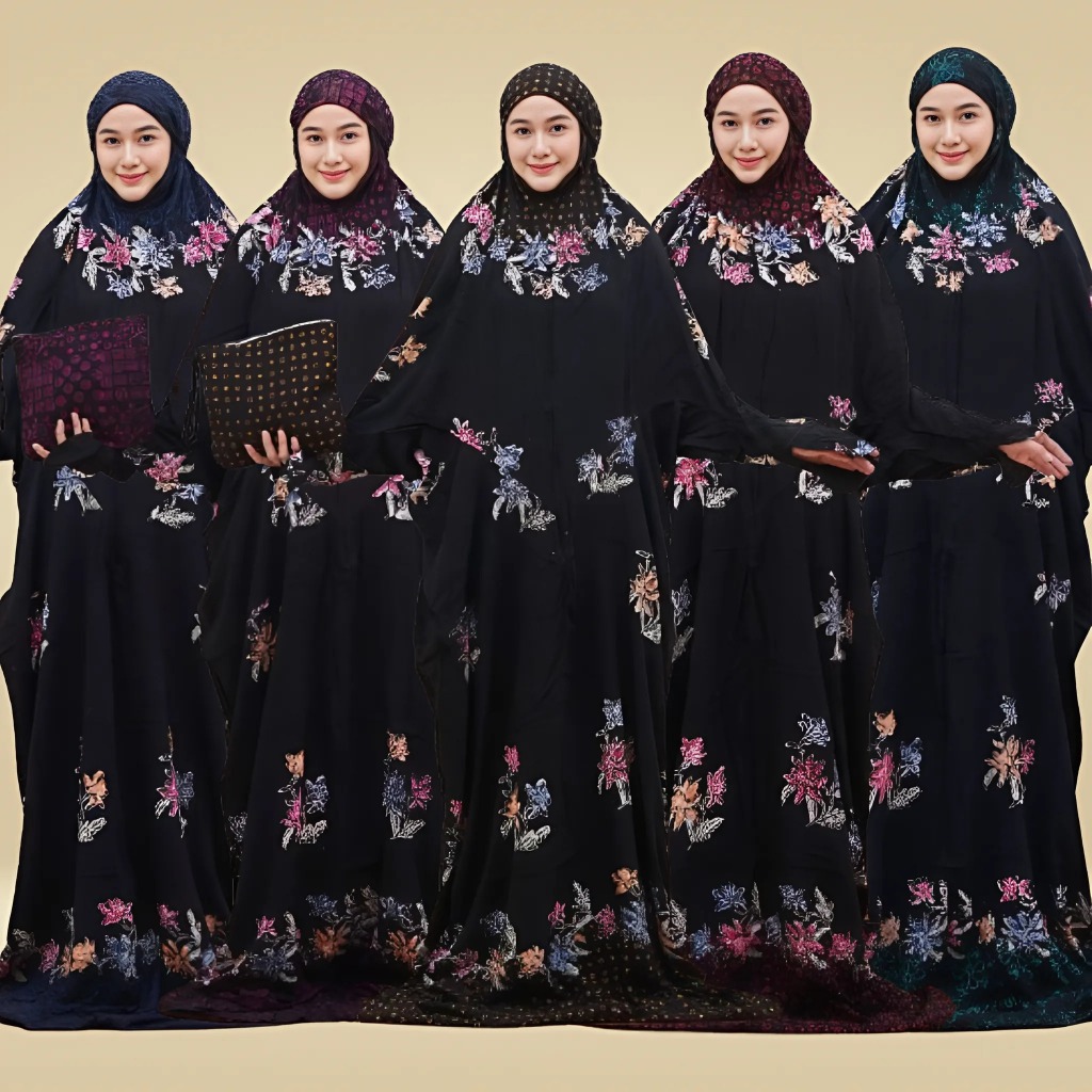 Mukena Batik Cap Model Terusan Dewasa Bahan Rayon Tebal Premium Jumbo Adem