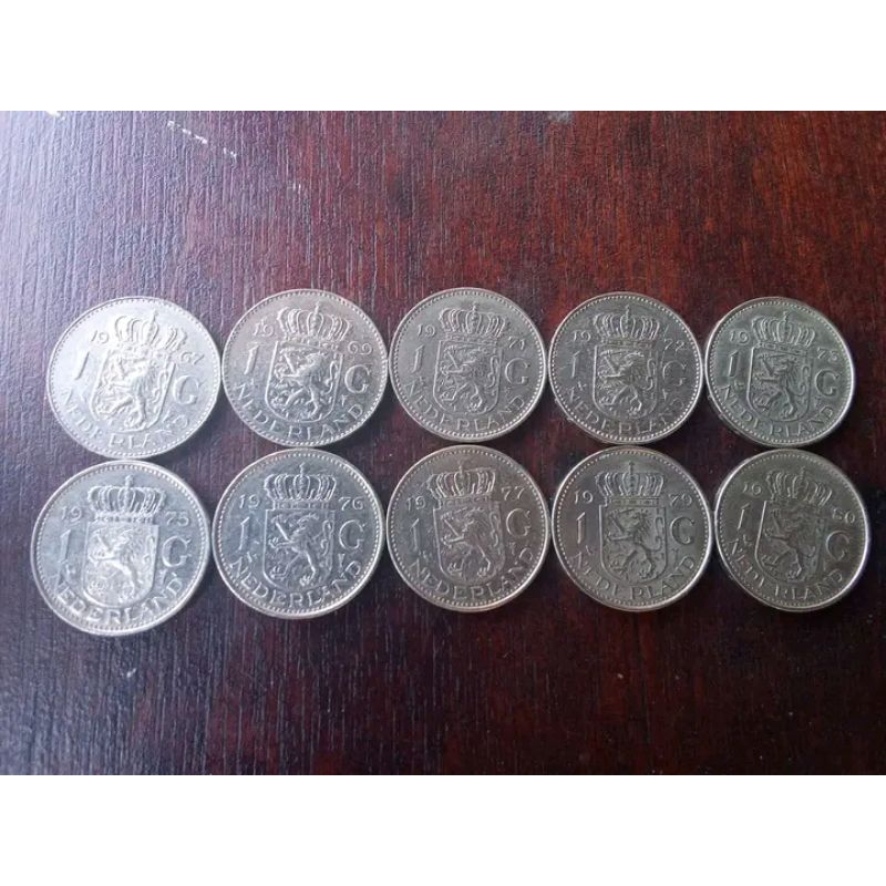 10 keping 1 gulden juliana beda tahun.