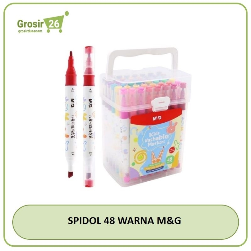 

(1 set) spidol warna / paint acrylic washable marker m&g double twin tip 48 warna 3414 kids