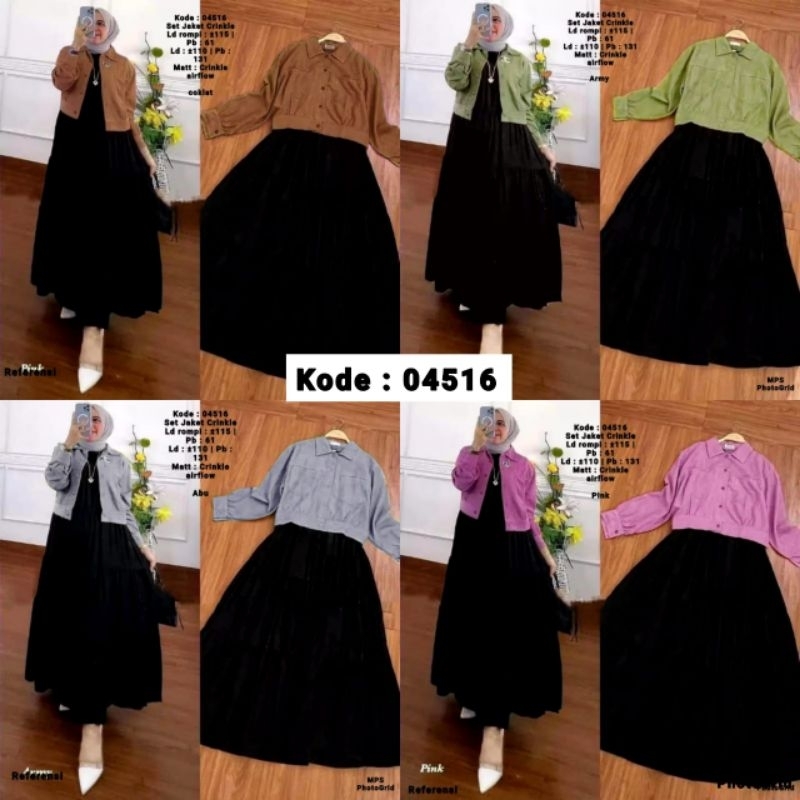 04516 SET JAKET CRINGKLE/GAMIS 2 IN 1/ GAMIS SET/ OUTFIT JALAN