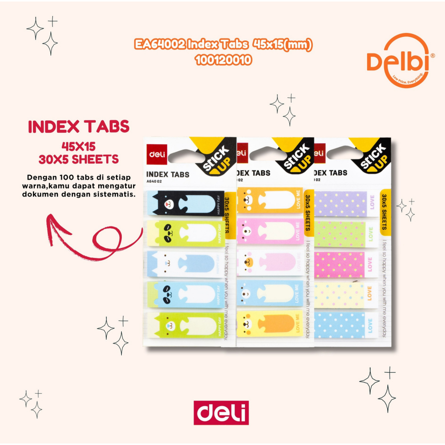 

EA64002 Index Tabs 45x15(mm) STICKY NOTES