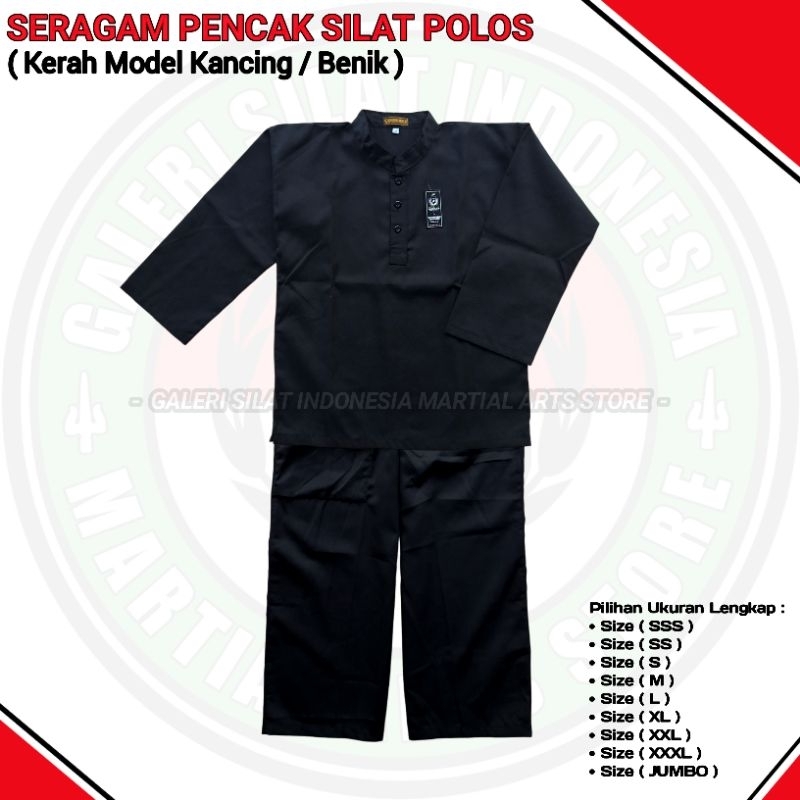 Baju Silat Hitam Polosan Benik 3 - Sakral Benik Polos - Seragam Silat Polos Hitam Anak Dewasa Model 