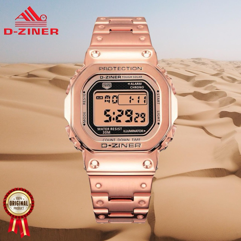 Big Sale  Dziner Jam Tangan Pria Dziner 8247 Rantai Double Time Water Resistant 3 ATM