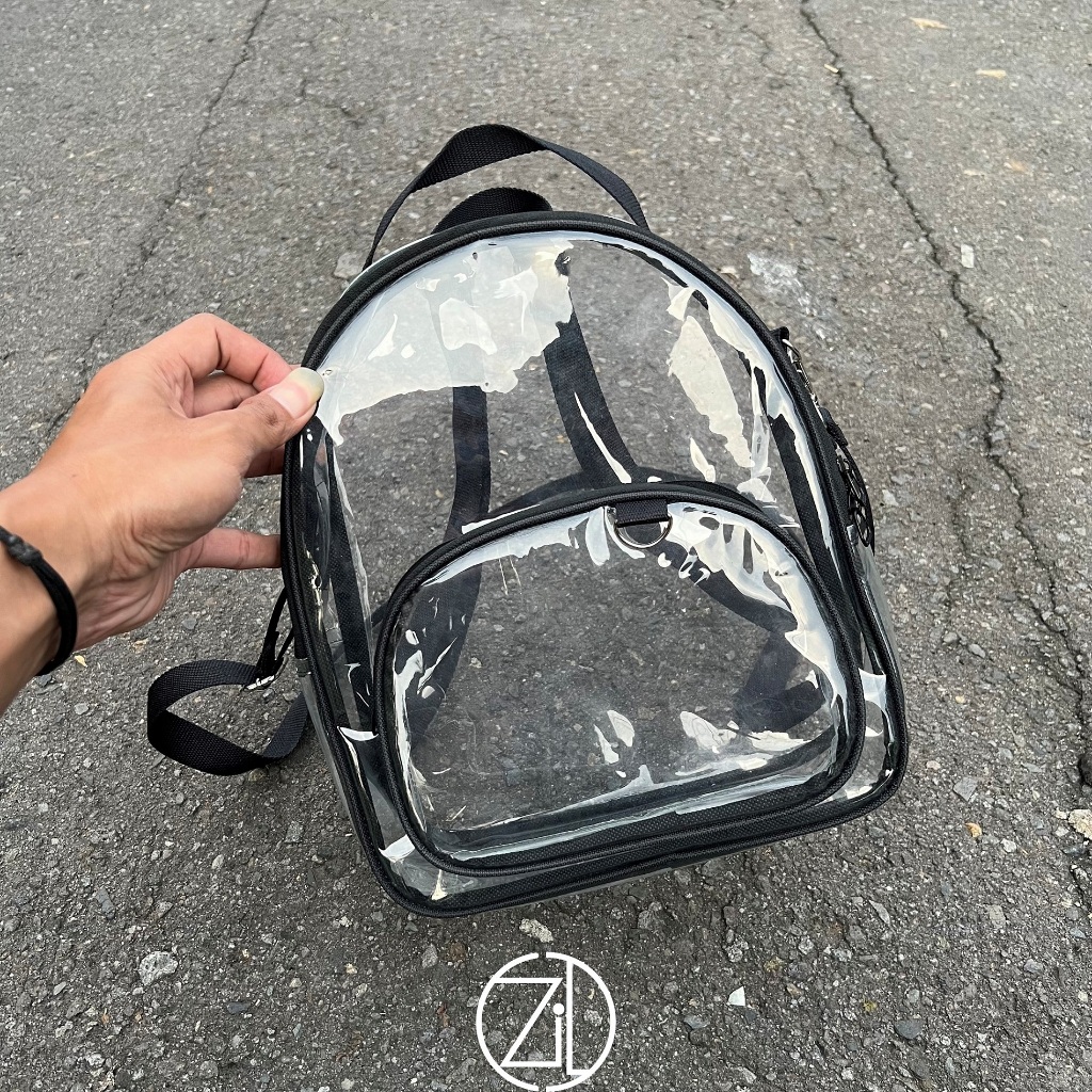 Dzil Tas Punggung Mika Transparan Backpack - Tas Ransel Pria Wanita Real Pict