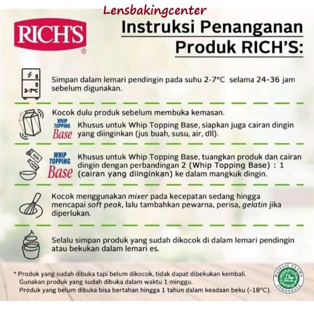 

RB Rich's Rich Richs Gold Label Topping Whipping Cream 500gr/ 500 gram / 500 gr / 500gram 907 gr /