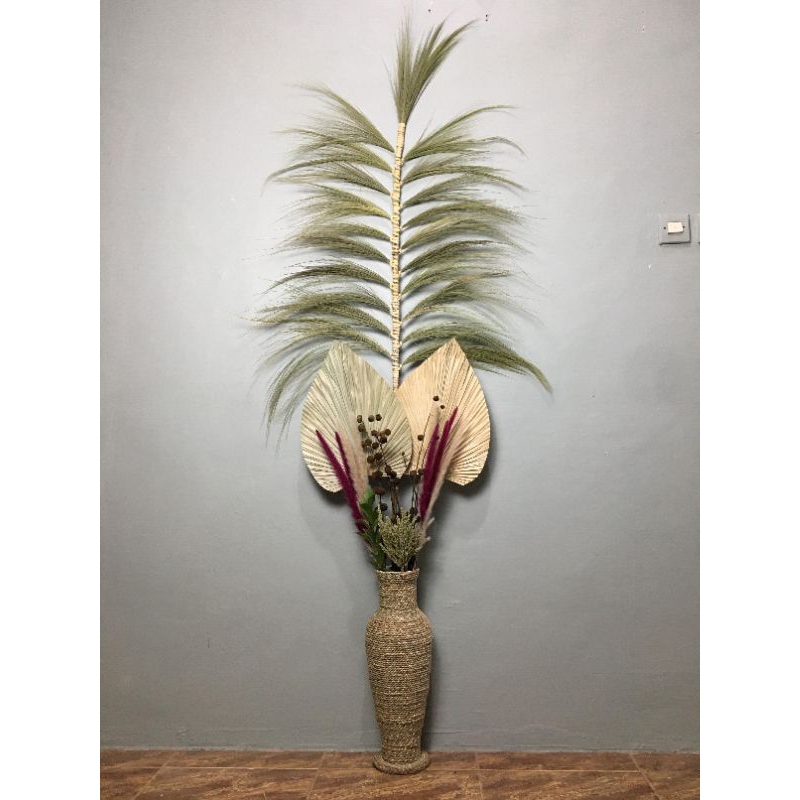 paket bunga kering aesthetic jumbo dengan vas lengkap bunga kering sudut ruang tamu