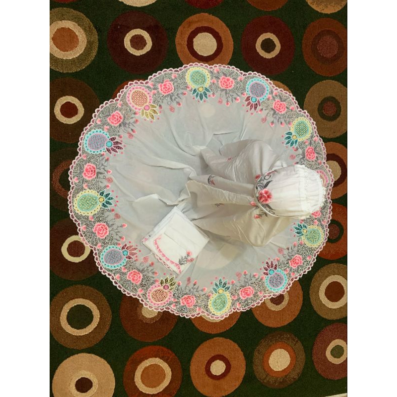 Mukena bordir kerancang warna bahan katun paris khas BUKITTINGGI