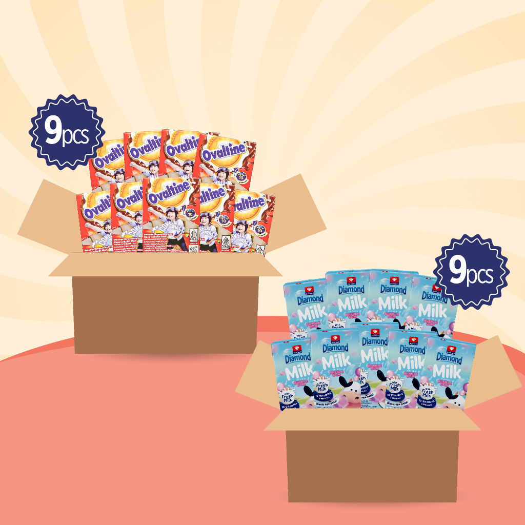 

PROMO DIAMOND MILK UHT BUBBLE GUM & OVALTINE CHOCO MALT 125 ML @9PCS